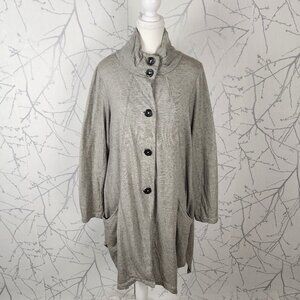 Cut Loose Gray Stripe Cotton Blend Button Front Lagenlook Coat
